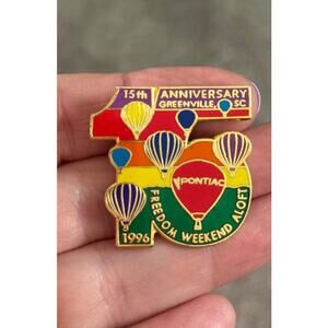 VTG 1996 15th Anniversary Greenville SC Freedom Weekend Aloft Brooch Pin Balloon
